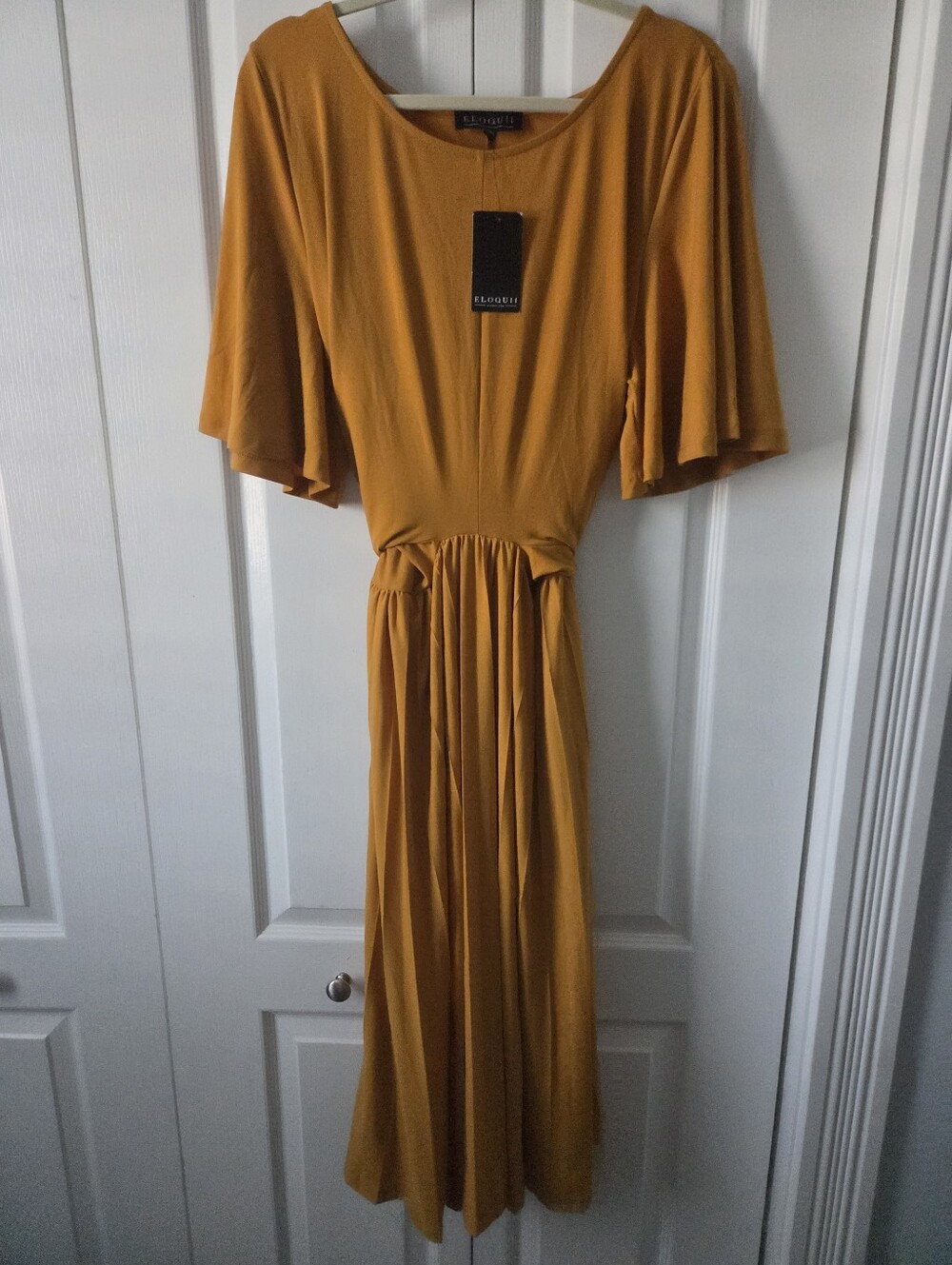 Eloquii NWT Tie Waist Midi Dress in Mustard Golden Yellow sz 20 *read*